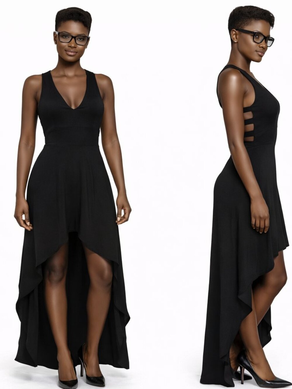 Midnight Flow High-Low Dress